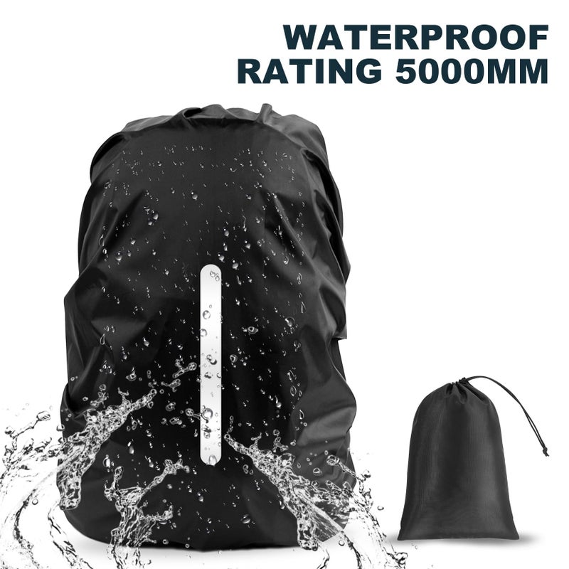 LAMA 2 Pack Waterproof Rain Cover for Backpack, Reflective Rainproof Protector for Anti-Dust and Anti-Theft,M Size (for 30L-40L Backpack), 2 Pcs Black - Image 4